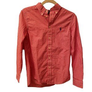 Boys Ralph Lauren long sleeve red and white button down size L
